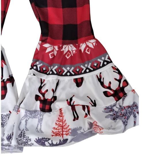 NWT Nordstrom Red Black Buffalo Plaid Reindeer Holiday Pants Outfit Small/Medium - Picture 8 of 10